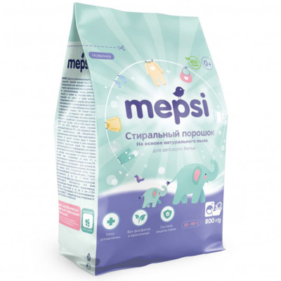 Стиральный порошок на основе натурального мыла для детского белья 800 г Mepsi 0515 1